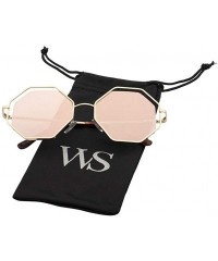 Butterfly Fashion Women sunglasses Hexagon - UV 400 Mirrored lenses - Gold + Pink - CI18G3O5E8C $9.71