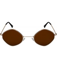 Square Small Retro Inspired Diamond Shaped Women Sunglasses Flat Lens 5142-FLKGM - Gold Frame/Gold Mirrored Lens - CU18H4NOAT...