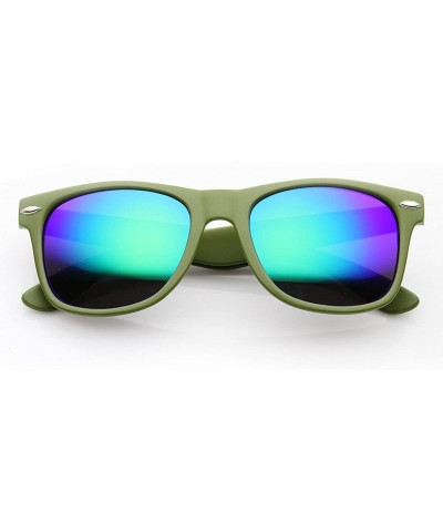 Wayfarer Classic Horn Rimmed Sunglasses with Flash Mirro Lens - Green Midnight - CA11XOO0SQR $18.54