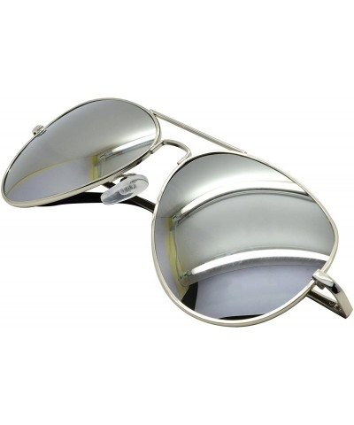 Aviator Sunglasses Men's Ladies Fashion 80s Retro Style Designer Shades UV400 Lens Unisex - Silver Mirror - CE11LDQEISR $9.03