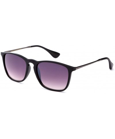 Rectangular Newbee Fashion Classic Unisex Keyhole Fashion Sunglasses with Flash Lens - Black - CW182KI62GG $17.67