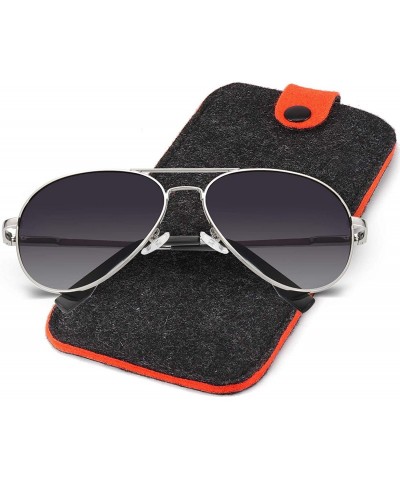 Aviator Aviator Sunglasses For Men/Women Polarized UV protection With 58mm Lens - Lightweight - Silver Frame/Black Lens - C61...