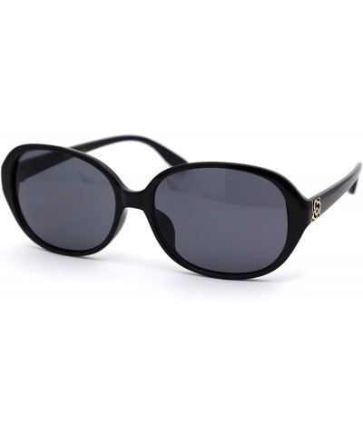 Oval Womens 90s Oval Round Designer Fashion Plastic Sunglasses - Black Solid Black - C018WXECKWH $19.08
