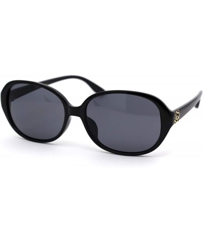 Oval Womens 90s Oval Round Designer Fashion Plastic Sunglasses - Black Solid Black - C018WXECKWH $10.72