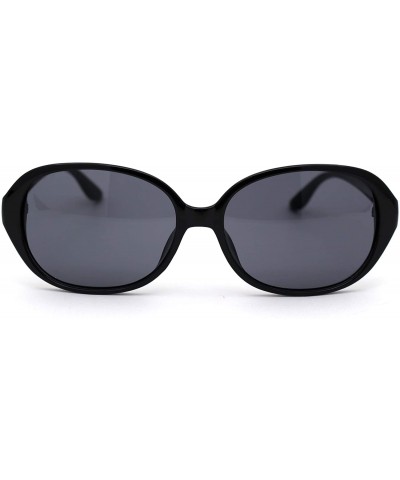 Oval Womens 90s Oval Round Designer Fashion Plastic Sunglasses - Black Solid Black - C018WXECKWH $10.72