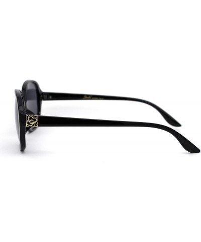 Oval Womens 90s Oval Round Designer Fashion Plastic Sunglasses - Black Solid Black - C018WXECKWH $10.72