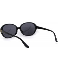 Oval Womens 90s Oval Round Designer Fashion Plastic Sunglasses - Black Solid Black - C018WXECKWH $10.72