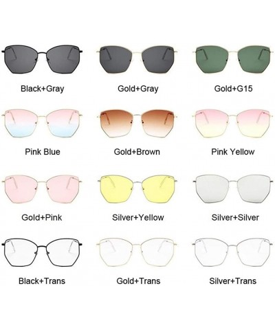 Square Cat Eye Sunglasses Women Classic Flat Lens Clear Sun Glasses Female Male Retro Small Metal Frame Square - CE198XY48NZ ...