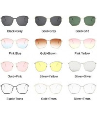 Square Cat Eye Sunglasses Women Classic Flat Lens Clear Sun Glasses Female Male Retro Small Metal Frame Square - CE198XY48NZ ...