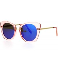 Butterfly Womens Mirrored Metal Bridge Flat Lens Thick Plastic Butterfly Sunglasses - Pink Blue - CS12EPTIOUL $10.27