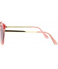 Butterfly Womens Mirrored Metal Bridge Flat Lens Thick Plastic Butterfly Sunglasses - Pink Blue - CS12EPTIOUL $10.27