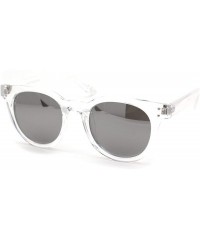 Round Retro Round Horn Rim Thick Plastic Fashion Sunglasses - Clear Silver Mirror - CX18USQE42C $12.90