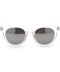 Round Retro Round Horn Rim Thick Plastic Fashion Sunglasses - Clear Silver Mirror - CX18USQE42C $12.90