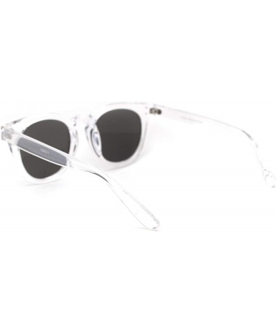 Round Retro Round Horn Rim Thick Plastic Fashion Sunglasses - Clear Silver Mirror - CX18USQE42C $12.90