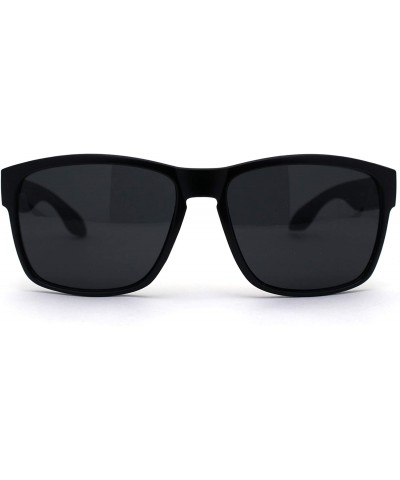 Sport Kush Mens Rectangular Gangster All Black Sport Horn Rim Sunglasses - Grey Logo - CT1987I5R6M $9.16