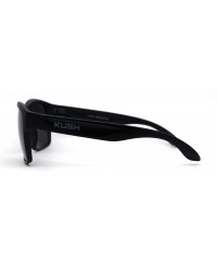 Sport Kush Mens Rectangular Gangster All Black Sport Horn Rim Sunglasses - Grey Logo - CT1987I5R6M $9.16