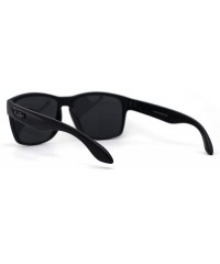 Sport Kush Mens Rectangular Gangster All Black Sport Horn Rim Sunglasses - Grey Logo - CT1987I5R6M $9.16