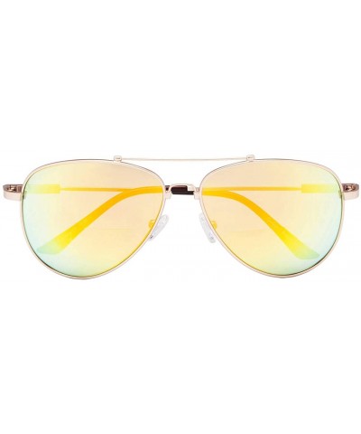 Rectangular Bifocal Sunglasses - Polit Style Reading Sunglass with Memory Bridge and Arm - Gold Frame Gold Mirror - CV18EG6N8...