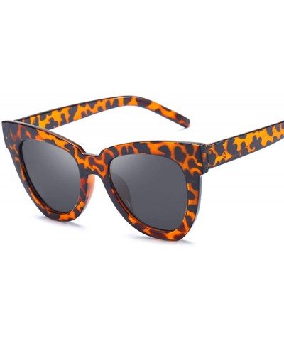 Square Black Frame Vintage Square Cat Eye Sunglasses Women Gradient Big Size Oversized Sun Glasses Female UV400 - Beige - C41...