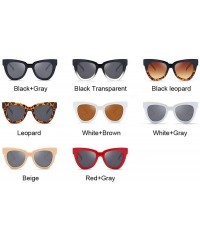 Square Black Frame Vintage Square Cat Eye Sunglasses Women Gradient Big Size Oversized Sun Glasses Female UV400 - Beige - C41...