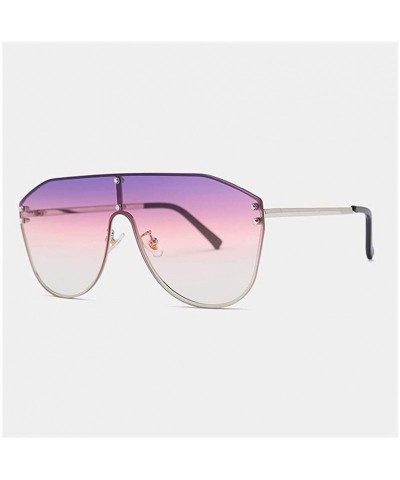 Oversized Oversized Rivet Sunglasses for Women Shades Goggles Personality Eyeglasses - C6 Silver Purple - CB19844E3MI $26.63
