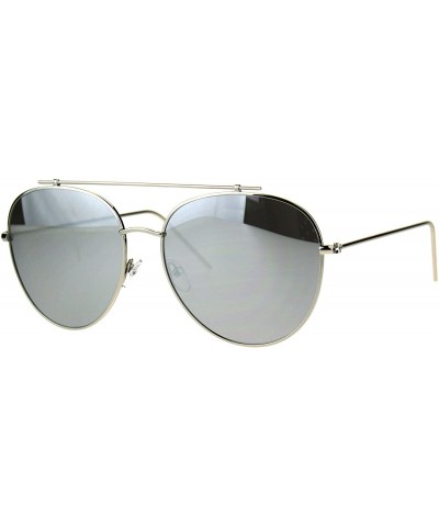 Oversized Flat Top Bar Sunglasses Retro Oversized Unisex Fashion Shades UV 400 - Silver (Silver Mirror) - CY187CZAUCH $21.77
