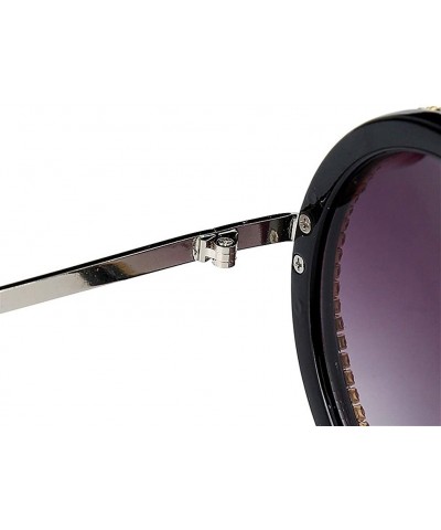 Round Diamond Round Sunglasses for Women Rhinestone Fish Decoration Sun glasses - 1 Blue - CO190845LR6 $13.21