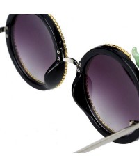 Round Diamond Round Sunglasses for Women Rhinestone Fish Decoration Sun glasses - 1 Blue - CO190845LR6 $13.21