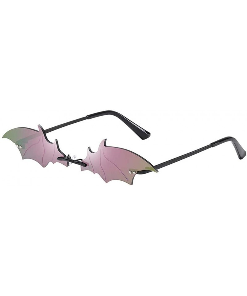 Sport Unisex Retro Funny Bat Shape Sunglasses Eyewear Shades Vintage Women Men Irregular Glasses(A) - A - CY198DUWNDG $19.87