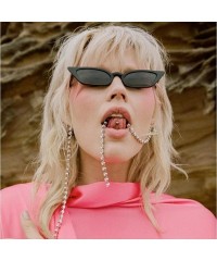 Square Fashion Sunglasses for Women Vintage Cat Eye Shades Sun Glasses UV 400 Lens Protection Goggles (Black) - Black - CK190...