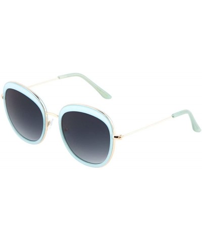 Square Oversized Butterfly Sunglasses Gold Rim Metal Bridge Unisex Fashion Eyewear - Blue - CT17Y0T8X7K $20.09