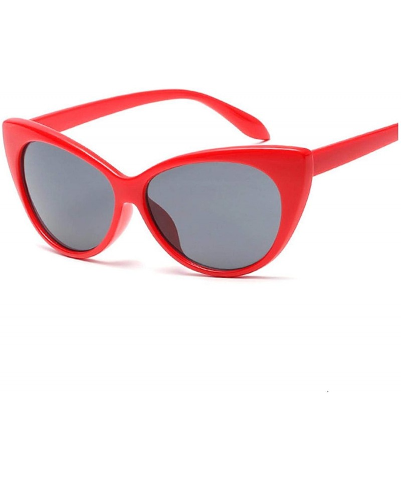 Semi-rimless New Small Classic Women Sunglasses Female Vintage Luxury Plastic Cat Eye Sun Glasses UV400 Fashion - Red Gray - ...