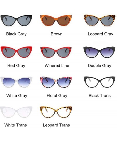 Semi-rimless New Small Classic Women Sunglasses Female Vintage Luxury Plastic Cat Eye Sun Glasses UV400 Fashion - Red Gray - ...