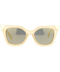 Square Womens Square Cateye Sunglasses Gold Accent Corner Zig Zag Side - Beige (Gold Mirror) - CJ187US2WRO $22.02