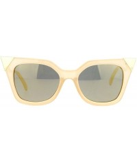 Square Womens Square Cateye Sunglasses Gold Accent Corner Zig Zag Side - Beige (Gold Mirror) - CJ187US2WRO $9.69