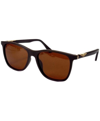 Square Classic retro square frame plate mirror legs men's polarized sunglasses - Blue Frame Gray Film - CJ190MTA85U $41.32