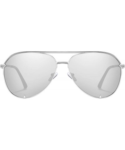 Aviator Aviator Sunglasses Men women sunglasses - Silver Silver - CW196OT2CI6 $26.01