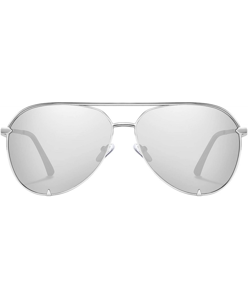 Aviator Aviator Sunglasses Men women sunglasses - Silver Silver - CW196OT2CI6 $17.12