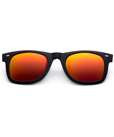 Round Newbee Fashion Polarized Clip Sunglasses - 50mm Orange-w/Pouch - CF129U0C4MJ $17.56