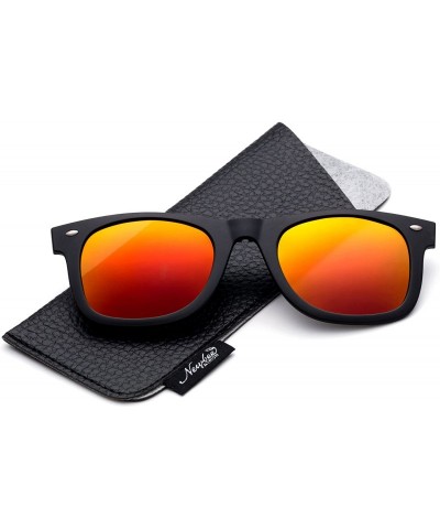 Round Newbee Fashion Polarized Clip Sunglasses - 50mm Orange-w/Pouch - CF129U0C4MJ $10.58