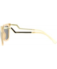Square Womens Square Cateye Sunglasses Gold Accent Corner Zig Zag Side - Beige (Gold Mirror) - CJ187US2WRO $22.02