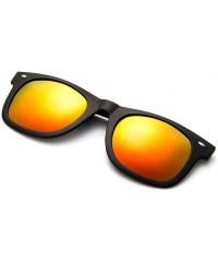 Round Newbee Fashion Polarized Clip Sunglasses - 50mm Orange-w/Pouch - CF129U0C4MJ $10.58