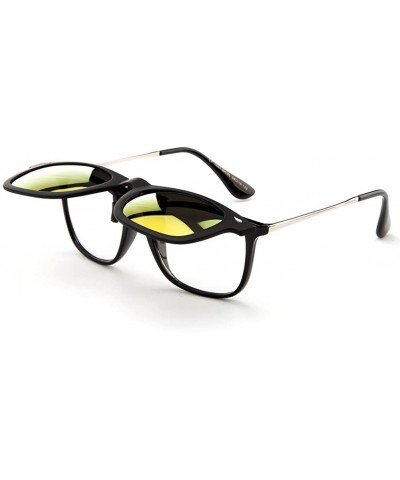 Round Newbee Fashion Polarized Clip Sunglasses - 50mm Orange-w/Pouch - CF129U0C4MJ $10.58