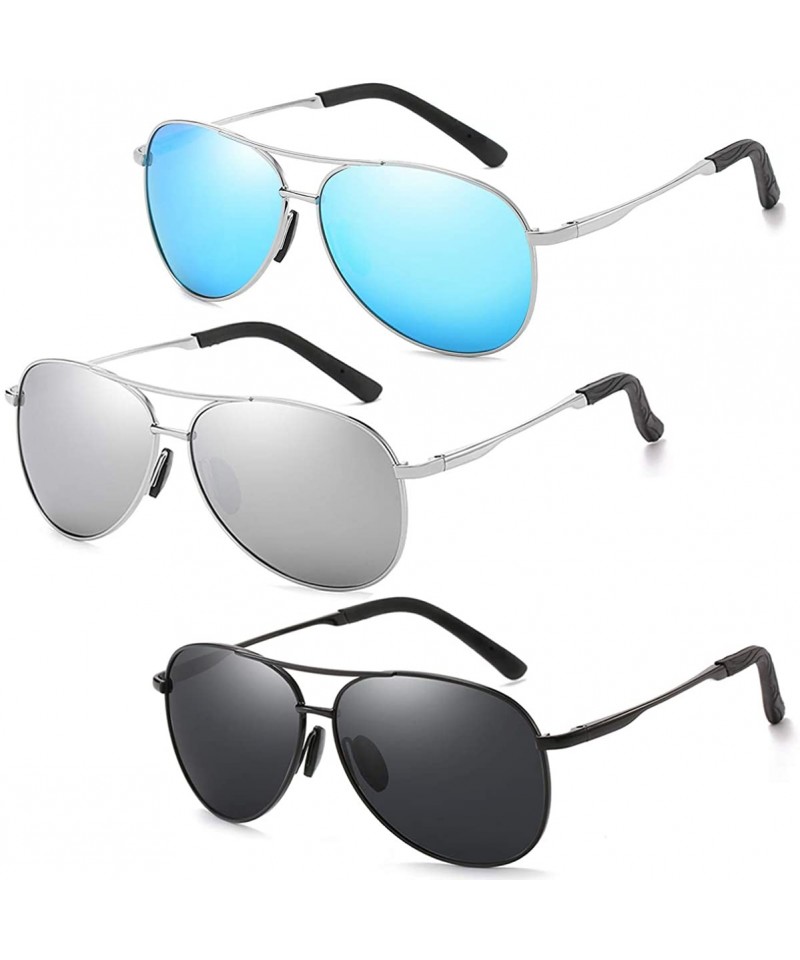 Aviator Polarized Aviator Sunglasses for Men and Women-UV400 Protection Mirrored Lens - Metal Frame with Spring Hinges - CS18...