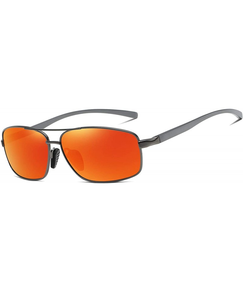 Aviator Polarized Aviator Sunglasses for Men Retro Mens Classic sunglasses Womens - Grey Red - CD1929U328R $28.56
