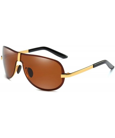 Semi-rimless Men Women Trendy Polarized Vintage Retro Sunglasses with Oversized Frame for Sport Driving - C318YYWUHM0 $17.93