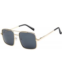 Oversized Sunglasses Vintage Rectangle Oversized Glasses - B - C818QMY7RLU $10.42