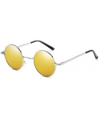 Round Classic Round Driving Polarized Glasses Retro Sunglasses for Men womens - Yellow - CY18E390EG2 $9.76