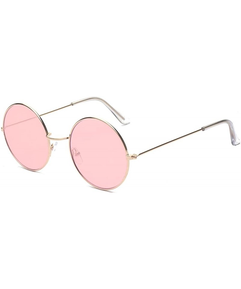 Oversized Round Small Flat Sunglasses Circle Vintage John Lennon Hippie Glasses - Pink - CB18E8SXQ44 $8.71