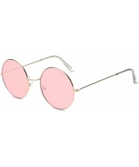 Oversized Round Small Flat Sunglasses Circle Vintage John Lennon Hippie Glasses - Pink - CB18E8SXQ44 $8.71